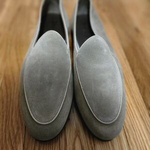 Classic Men's Suede Loafers in Taupe- Gray Size 13.5